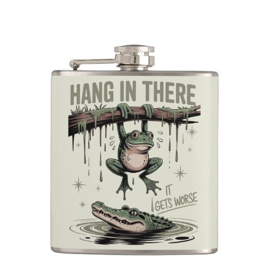 Funny Frog “Hang in There, It Gets Worse” フラスク (正面)