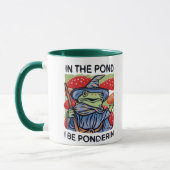 Funny Frog Mug – In the Pond Be Ponderin マグカップ (左)