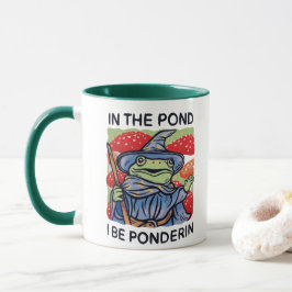 Funny Frog Mug – In the Pond Be Ponderin マグカップ