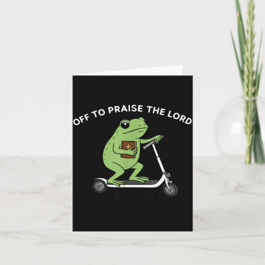 Funny Frog Off To Praise The Lord Meme Quote Funny カード (正面)