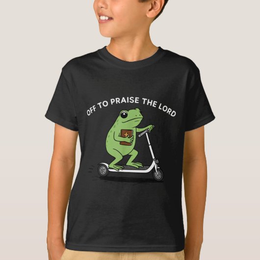 Funny Frog Off To Praise The Lord Meme Quote Funny Tシャツ (正面)