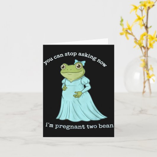 Funny Frog Pregnancy Announcement Medieval Pregnan カード (黄色い花)