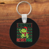 Funny Frog Retro Merry Resistmas Litical Ugly Chri キーホルダー (正面)