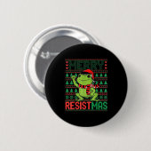 Funny Frog Retro Merry Resistmas Litical Ugly Chri 缶バッジ (正面&裏面)