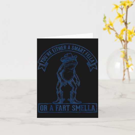 Funny Frog Smart Fella Fart Smella Cowboy Humor  カード (黄色い花)