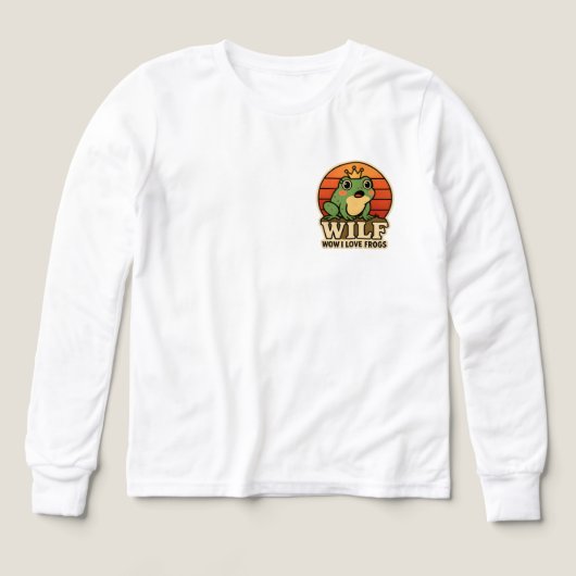 Funny Frog T-Shirt – WILF Wow I Love Frogs Retro F (デザイン正面)
