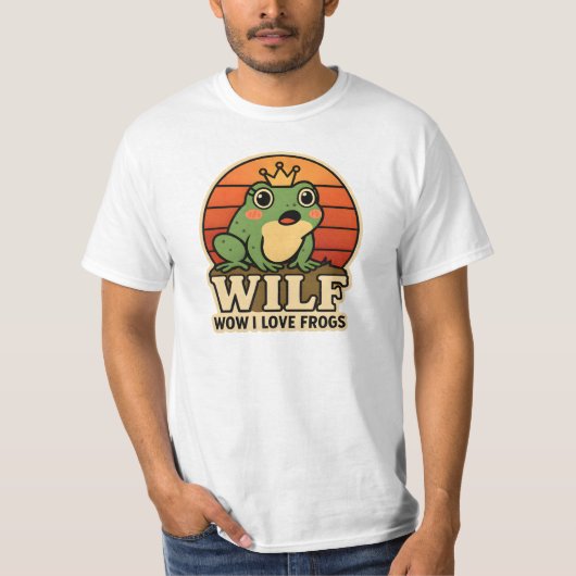Funny Frog T-Shirt – WILF Wow I Love Frogs Retro F Tシャツ (正面)