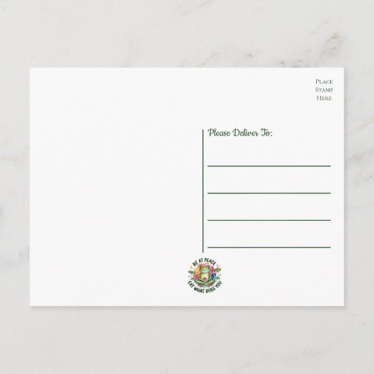 Funny Frog Thinking of You Encouragement Hello ポストカード (裏面)