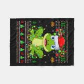 Funny Frog Ugly Christmas Sweaters Holiday Santa C フリースブランケット (正面(横))