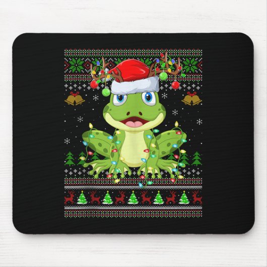 Funny Frog Ugly Christmas Sweaters Holiday Santa C マウスパッド (正面)