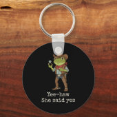 Funny Frog Western Engagement Matching Couples Tee キーホルダー (正面)