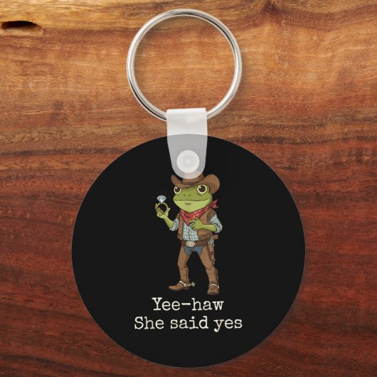 Funny Frog Western Engagement Matching Couples Tee キーホルダー (正面)