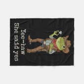 Funny Frog Western Engagement Matching Couples Tee フリースブランケット (正面(横))