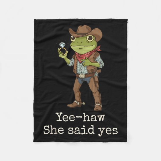 Funny Frog Western Engagement Matching Couples Tee フリースブランケット (正面)