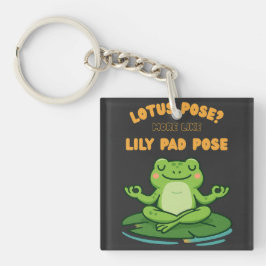 Funny Frog Yoga Cartoon Lotus Lily Pad Pose Design キーホルダー