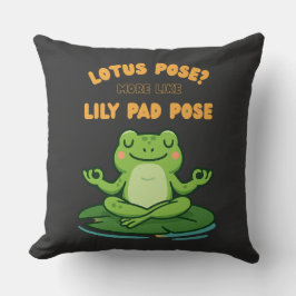 Funny Frog Yoga Cartoon Lotus Lily Pad Pose Design クッション