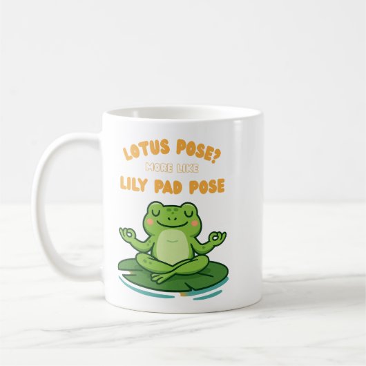 Funny Frog Yoga Cartoon Lotus Lily Pad Pose Design コーヒーマグカップ (左)