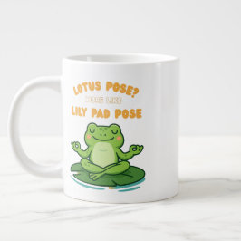 Funny Frog Yoga Cartoon Lotus Lily Pad Pose Design ジャンボコーヒーマグカップ