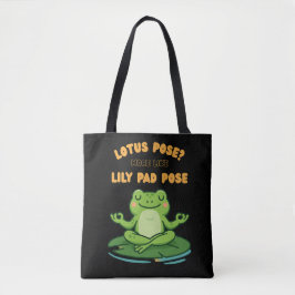 Funny Frog Yoga Cartoon Lotus Lily Pad Pose Design トートバッグ