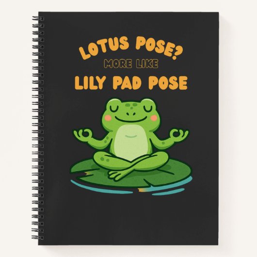 Funny Frog Yoga Cartoon Lotus Lily Pad Pose Design ノートブック (正面)