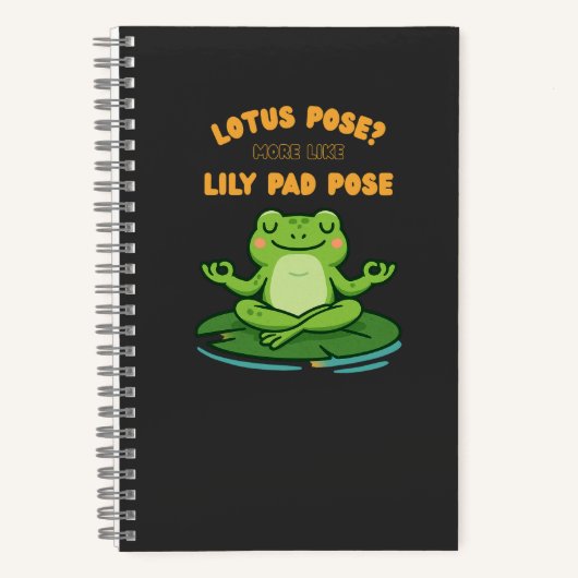 Funny Frog Yoga Cartoon Lotus Lily Pad Pose Design ノートブック (正面)