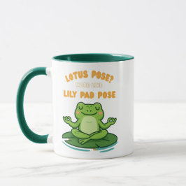 Funny Frog Yoga Cartoon Lotus Lily Pad Pose Design マグカップ