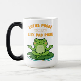 Funny Frog Yoga Cartoon Lotus Lily Pad Pose Design モーフィングマグカップ