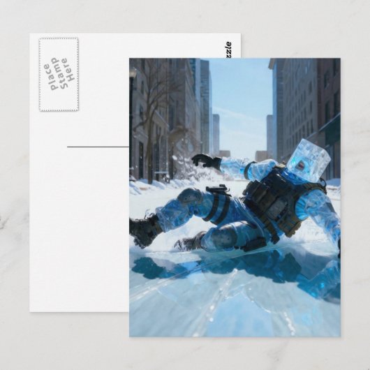 Funny froze water icecube falling on ice ポストカード (正面/裏面)