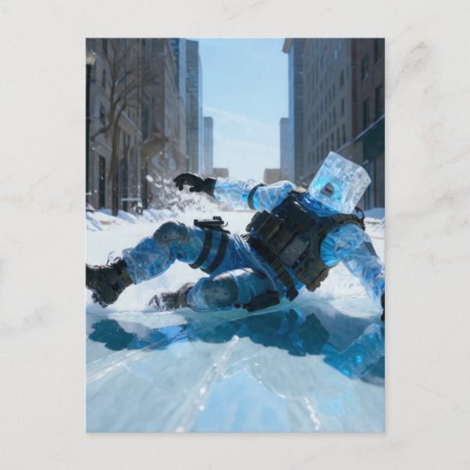 Funny froze water icecube falling on ice  ポストカード (正面)