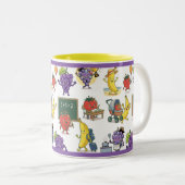 Funny Fruit School Life Seamless Cartoon Pattern ツートーンマグカップ (正面右)