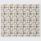 Funny Fruit School Life Seamless Cartoon Pattern ラッピングペーパー (フラット)