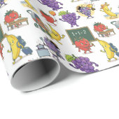 Funny Fruit School Life Seamless Cartoon Pattern ラッピングペーパー (ロールコーナー)