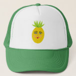 Funny Fruits Tropical Pineapple キャップ<br><div class="desc">Get the fiesta started in this fun trucker hat with fruit pattern. Watercolor art just for you! Check my shop for more designs!</div>