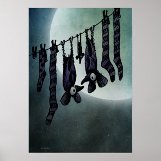 Funny Full Moon Bats ポスター