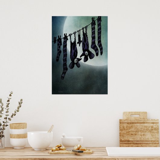 Funny Full Moon Bats ポスター (キッチン)