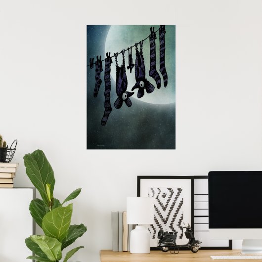 Funny Full Moon Bats ポスター (ホームオフィス)