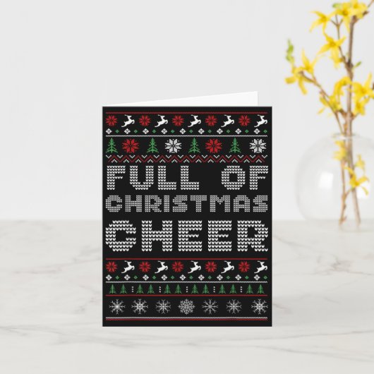 Funny Full Of Christmas Cheer Beer Ugly Matching C カード (黄色い花)
