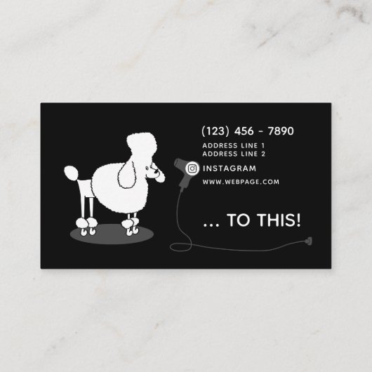 Funny Fun Pet Grooming Black White Custom 名刺 (裏面)