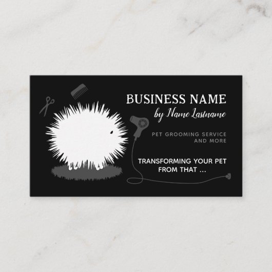 Funny Fun Pet Grooming Black White Custom 名刺 (正面)