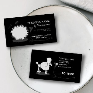 Funny Fun Pet Grooming Black White Custom 名刺