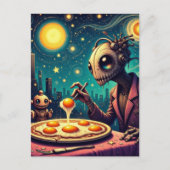 Funny Funky  Robots Eating Fried Eggs ポストカード (正面)