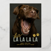 Funny Fur La La Pet Christmas 箔シーズンカード (正面)