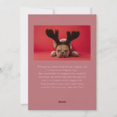 Funny Fur Real Joy Dog Photo Pink Christmas シーズンカード (裏面)