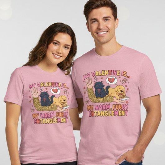 Funny Furry Entanglement Dog Cat Valentine  トライブレンドＴシャツ