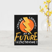 Funny Future Electrician Electrical Engineer  カード (黄色い花)