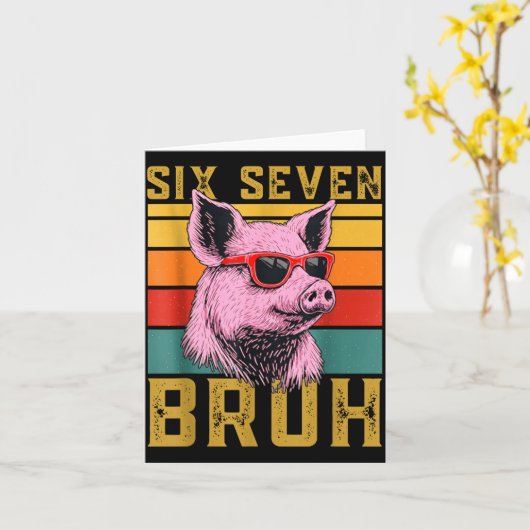 Funny G 67 6 7 Six Seven Meme Animal Retro Design  カード (黄色い花)