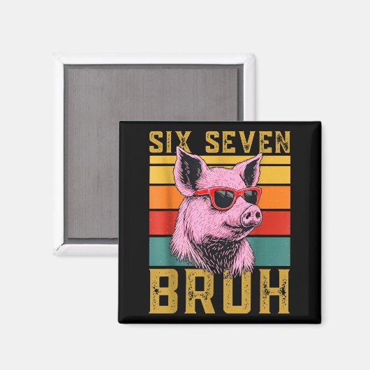 Funny G 67 6 7 Six Seven Meme Animal Retro Design  マグネット (正面/裏面)