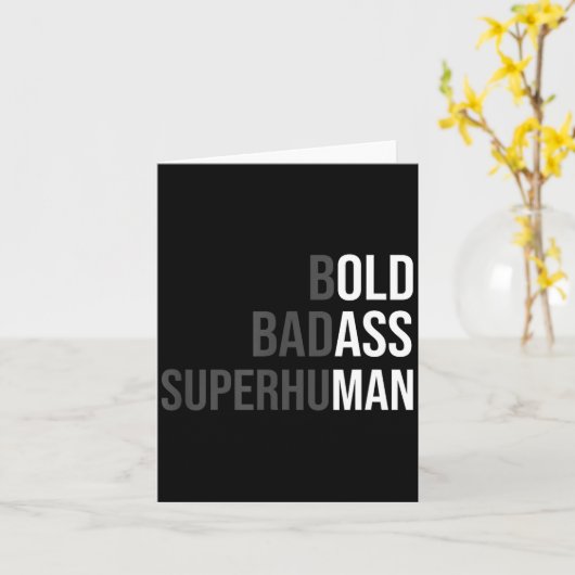 Funny Gag Gift For Dad - Old Man Bold Bad Superhum カード (黄色い花)