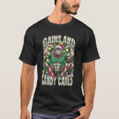 Funny Gains and Candy Canes Christmas Elf Gym Work Tシャツ (正面)