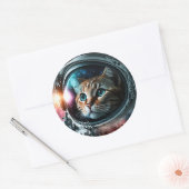 Funny Galaxy Space Cat Astronaut Birthday Party ラウンドシール (封筒)